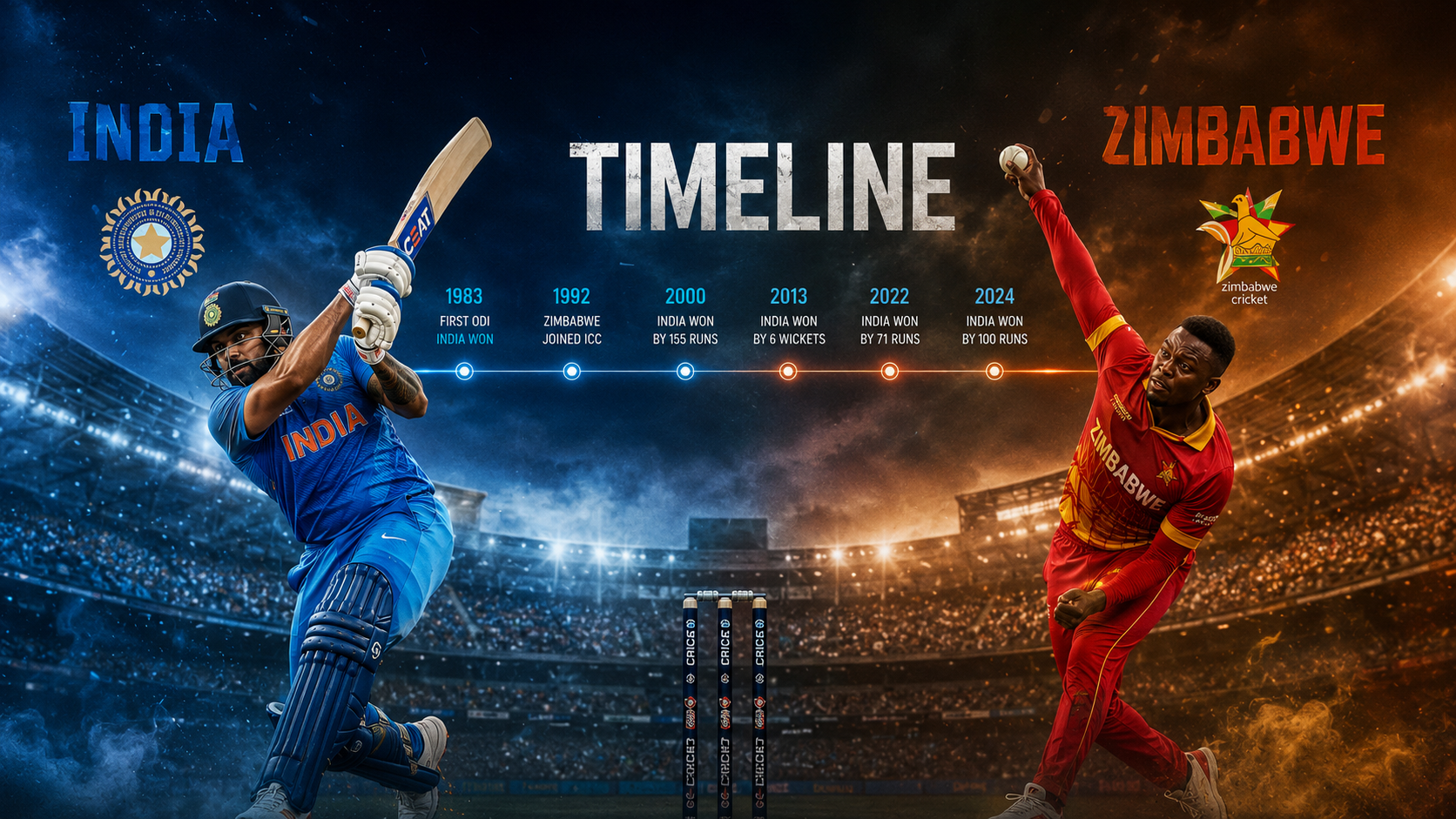India National Cricket Team Vs Zimbabwe National Cricket Team Timeline