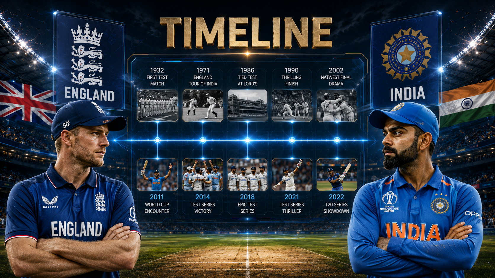 England Cricket Team Vs India National Cricket Team Timeline