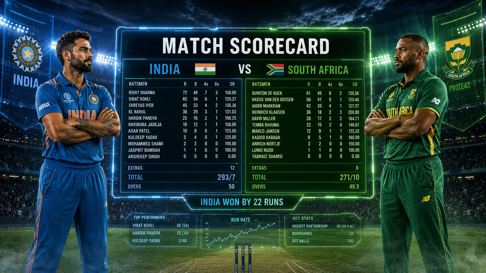 India National Cricket Team Vs South Africa National Cricket Team Match Scorecard