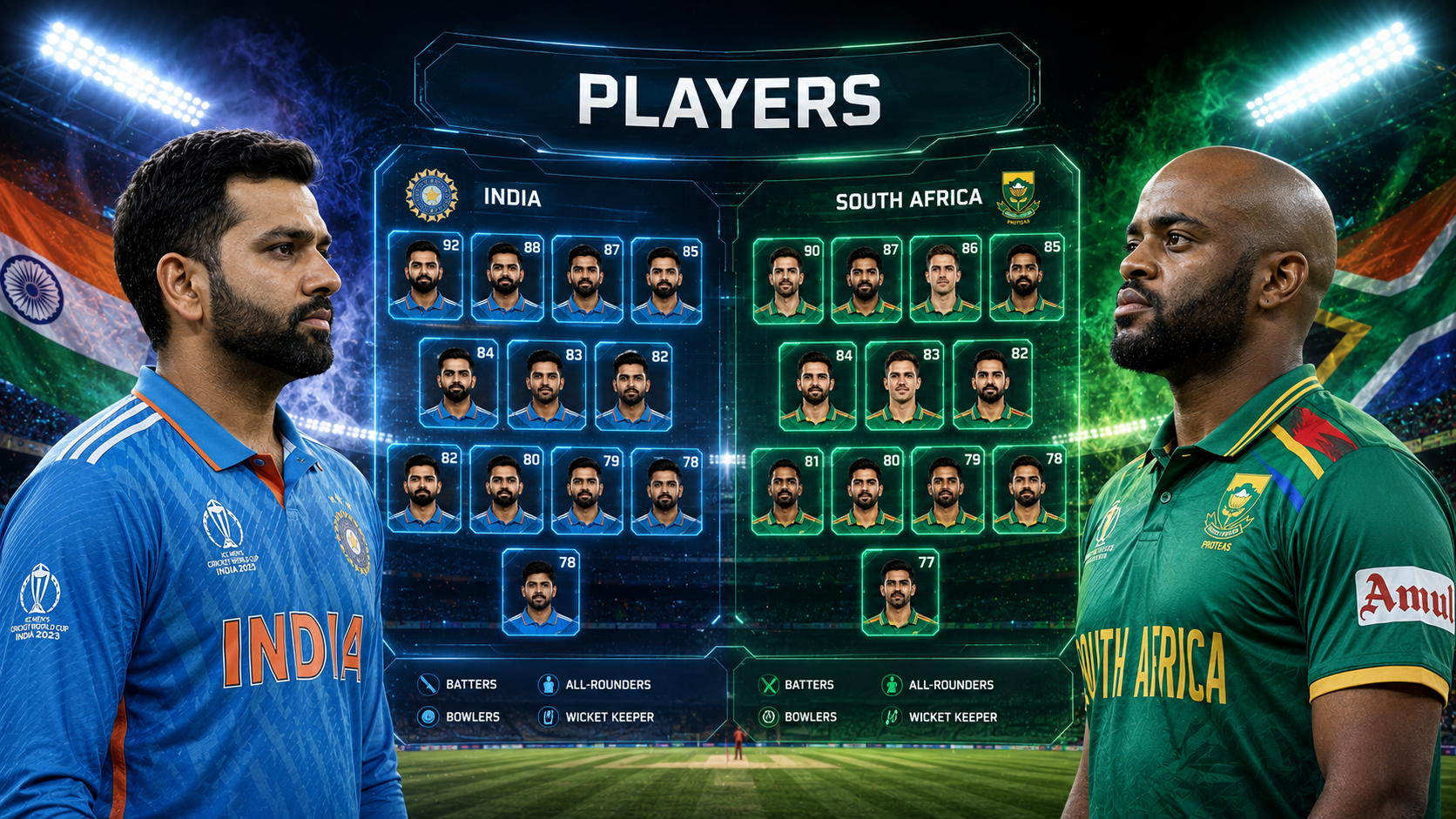 India National Cricket Team Vs South Africa National Cricket Team Players