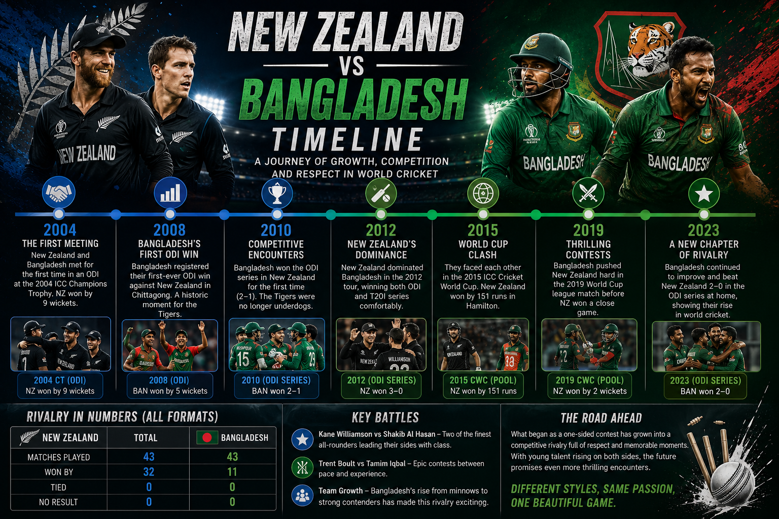New Zealand National Cricket Team vs Bangladesh National Cricket Team Timeline
