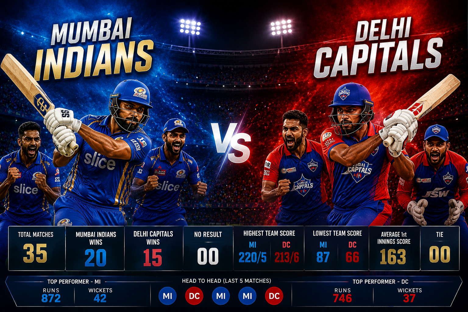Mumbai Indians Vs Delhi Capitals Stats